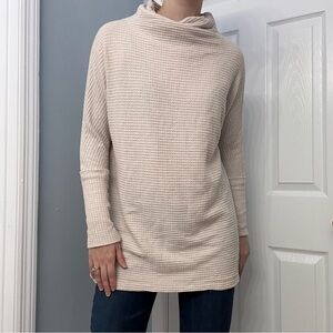 Free People Sweater Turtleneck Thermal Knit White Cream Minimalist Extra Small